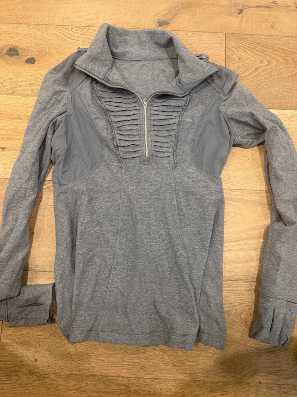 lululemon athletica Gray Quarter-Zip Ruched Pullover
